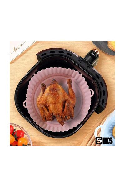 SIKS Silicone Protective Tray For Air Fryer, Universal, For Deep Fryer, Frying, Baking, Pink