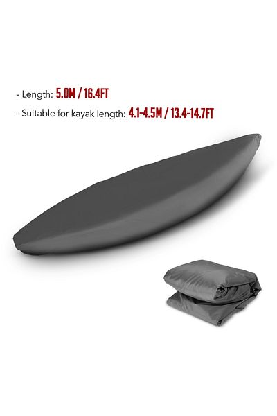 Choice Grey 5.0m Professional Universal Kayak Cover Canoe Boat Waterproof UV Resistant Dust Storage Cover S