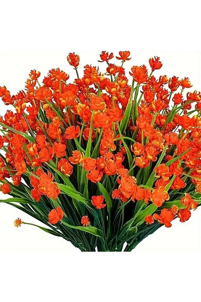Choice 12bundlesOrange 12 Bundles Artificial Flowers,Outdoor UV Resistant Fake Flowers,Premium Oxidation Re