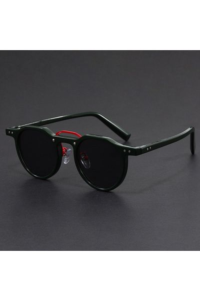 Choice3 dark green Retro Metal Frame Oval Sunglasses for Women Men Trendy Punk Round Sun Glasses Luxury Bran