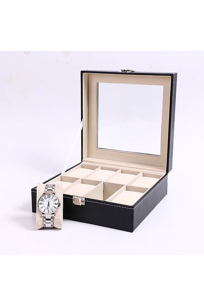 Choice Beige 8 Positions DELESYS 2/3/4/5/6/8/10/12 Slots PU Leather Watch Box Traditional Style Watch Stora