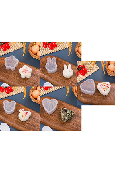 choice2 علبة قوالب سوشي شفافة مكونة من 4 قطع ABCDE، قالب مثلث لصنع السوشي، قا...