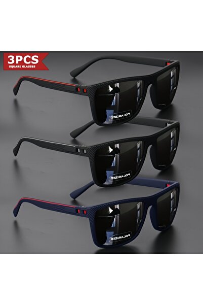 Choice 3 قطع - 1 2025 نظارات شمسية مستقطبة جديدة بإطار مربع عالي الجودة ومفصل...