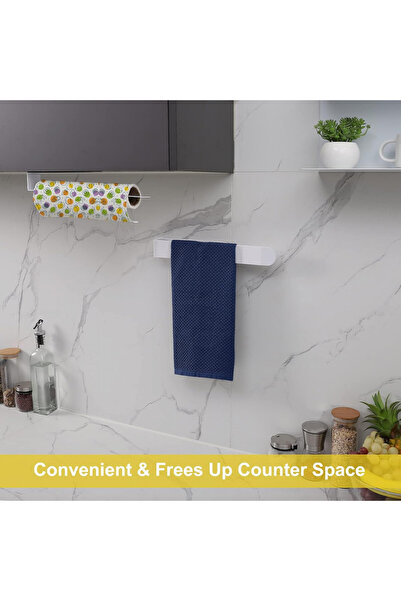 TOWEL Suport bară, oțel inoxidabil, alb, 35 cm