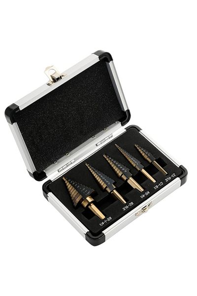 Choice 5Pcs Have Box HSS 4241 Cobalt Multiple Hole 50 Sizes Step Drill Set Tools Aluminum Case Metal Drilli