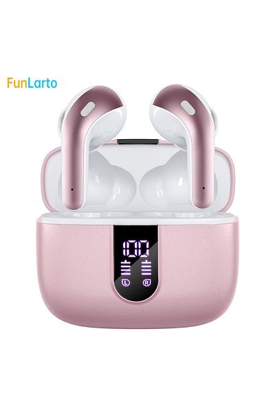 Choice Pink Wireless Earphones with Bluetooth 5.3, Quad-Mic Call Noise Reduction ENC, 50H Playtimes Wireles