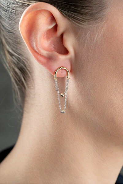 Silvano Jewelry 925 Ayar Gümüş Sallantılı Zincir Küpe