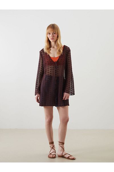 LC Waikiki Νέα σεζόν V-Neck Openwork Beach φόρεμα - S5BR47Z8