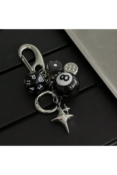 Choice black 1pc 8-ball Dice String DIY Pendant Handmade Retro Style Keychain...