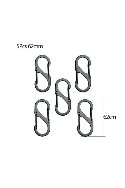 Choice 5Pcs 62mm 5/10Pcs S Type Carabiner Clip Mini Snap Hook Paracord Lanyard Keychain Clips Key Chain Cam