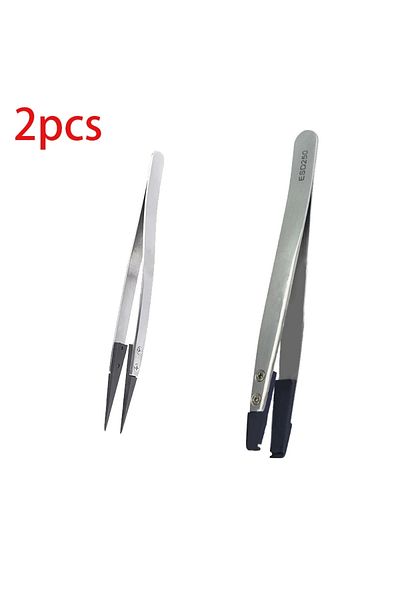 Choice 259A-250 5PC Watch Hands Installation Work Tweezers Straight Elbow Handle Stainless Antistatic Plast