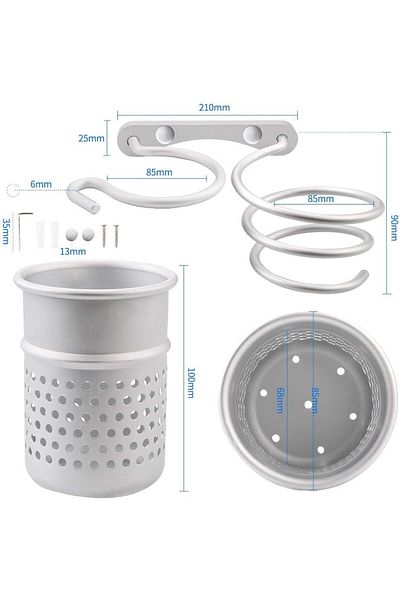 Joyoldelf Hair Dryer Holder, Aluminum, White