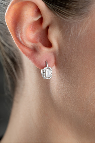 Silvano Jewelry 925 Ayar Gümüş Baget Taşlı Küpe