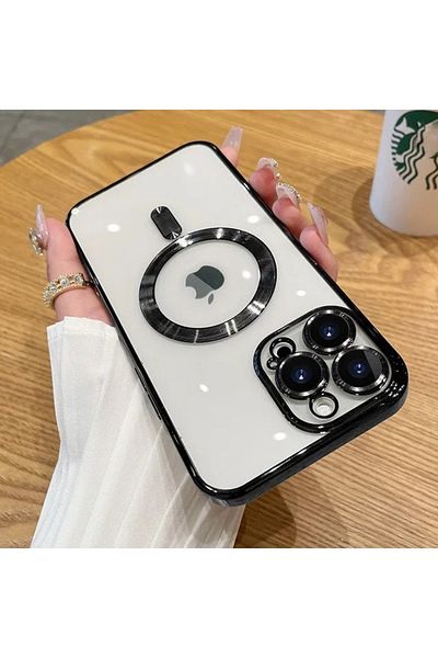 Choice For iPhone 15Pro Max Black Fashion Plating Magnetic Soft Case For Magsafe For iPhone 15 14 13 12 11