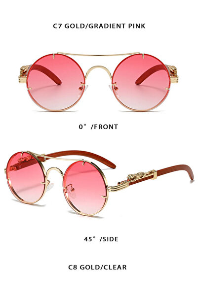 Choice C7 Men Vintage Round Sunglasses Fashion Double Bridge Multicolor Shade...