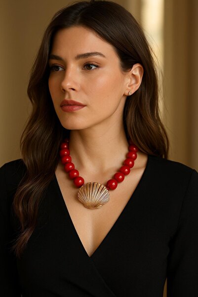 New Obsessions İstridye Uçlu Büyük Boncuklu Kolye