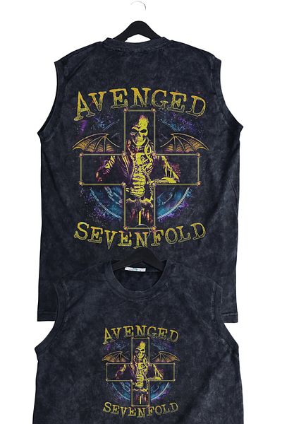 Fuddy Moda Αμάνικο μπλουζάκι Skull Avenged Sevenfold με στάμπα πλυσίματος με λαιμόκοψη