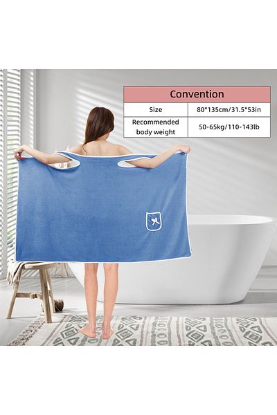 Choice Blue Womens Bath Towels Girls Wearable 135*80Cm Fast Drying Bathing Beach Spa Bathrobes Wash Clothin