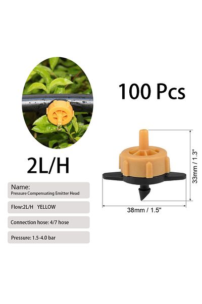 Choice 2L 100Pcs 100/200 Pcs 2L/4L/8L Pressure Compensating Drip Emitters Adjustable Drippers Micro Connect
