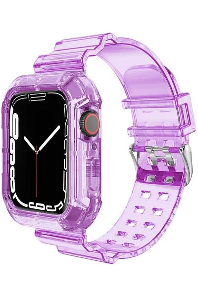 Choice 38mm 40mm 41mm Purple Clear Band + Case for Apple Watch Series 9 8 7 6 SE 5 49mm 45mm 44mm 42mm 41mm