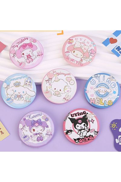 Miniso 7pcs 7pcs Sanrio Kuromi My Melody Cinnamon Badges Backpack Anime Cartoon Pin Brooch Fashion Jewelry