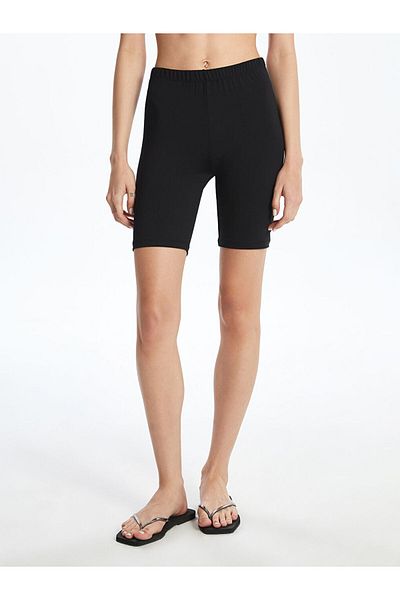 LC Waikiki Black Women's Swim Shorts with Elastic Waist