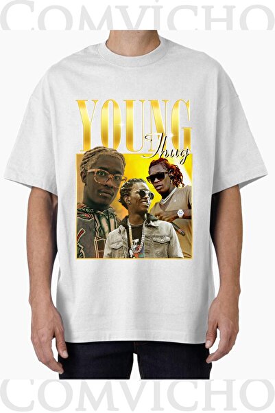 COMVİCHO تي شيرت مطبوع بتصميم V6 للجنسين للشباب