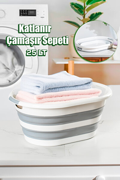 Porsima 1065 Akordiyon Katlanır Sepet Katlanabilir Çamaşır Sepeti Orta Boy Ka...