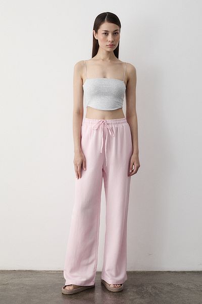 Laluvia Pink Elastic Waist Wide Leg Trousers