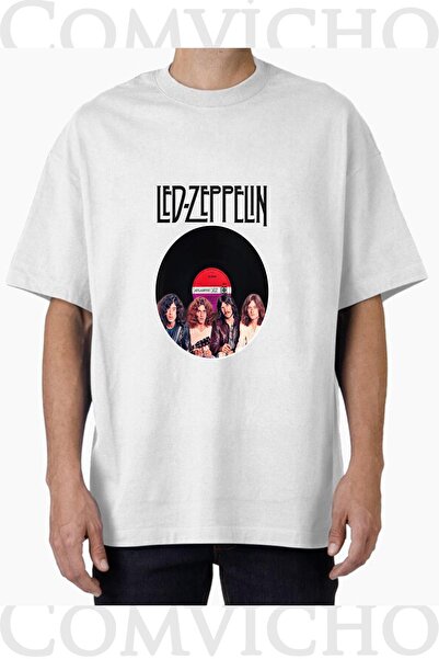 COMVİCHO تي شيرت مطبوع بتصميم LED Zeppelin V2 للجنسين