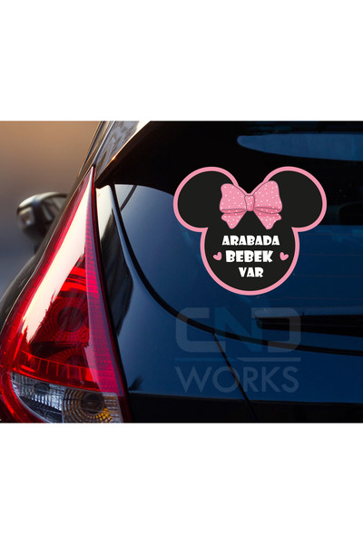 CND works Arabada Bebek Var - Araba Cam Etiket Sticker 16 x 19 cm