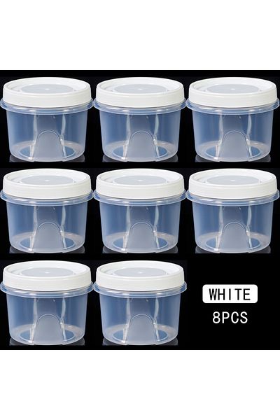 Choice1 White 8 pcs 8 Pcs 500ml Round Food Fresh Keeping Box Kitchen Refrigerator Storage Container Fruits S
