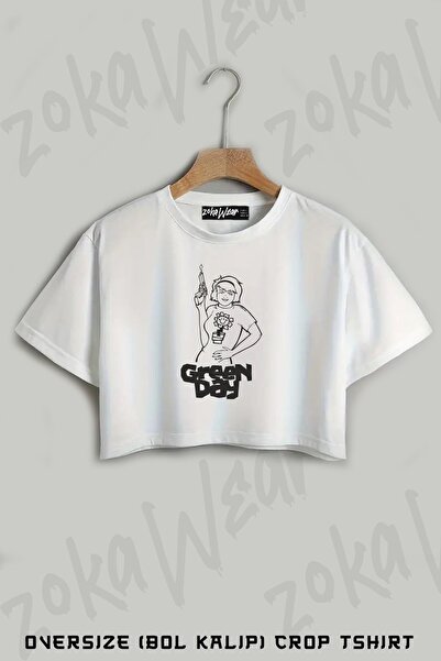 ZOKAWEAR Green Day Štampano Oversize kroj Skraćeni kroj T-shirt