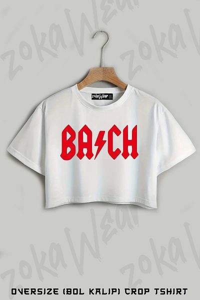 ZOKAWEAR Bach, Like Acdc, Classical Music Printed Oversize Crop T-Shirt