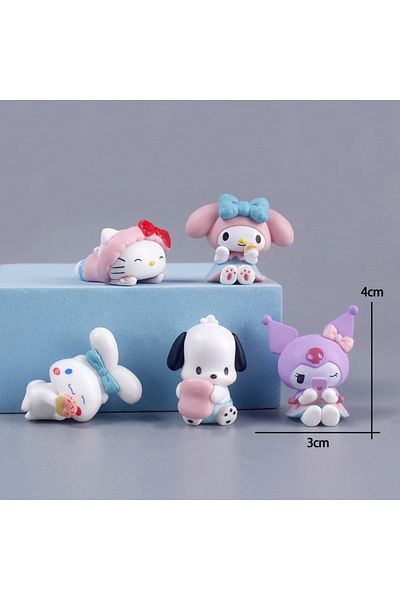 Choice3 5pcs New 5Pcs/set Mini Figuren Doll 3cm Hello Kitty Kuromi melody Cake decoration model desktop toy