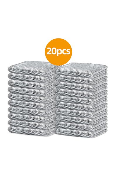 Choice1 20 Pc Cleaning Cloth 3/10/20 Pcs Stainless Steel Scrubbing Cloths - Non-Scratch, Quick-Dry, Silvery