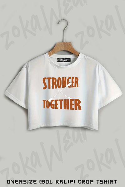 ZOKAWEAR Stronger Together, Paddle Printed Oversize Crop T-Shirt