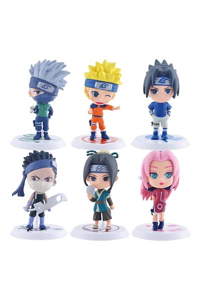 BANDAI 6Pcs 2 6 Pcs/Lot NARUTO Sasuke Gaara Uchiha Madara Figure 7-8cm 2 Style Personality Base Mini Figuri
