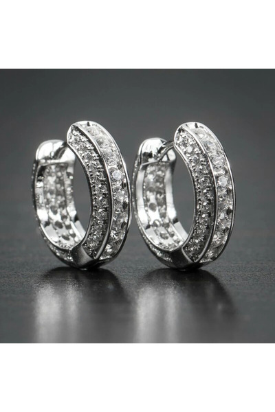 Choice أقراط هيب هوب دائرية بيضاء E711 للرجال مرصعة بالزركونيا المكعبة الكريس...