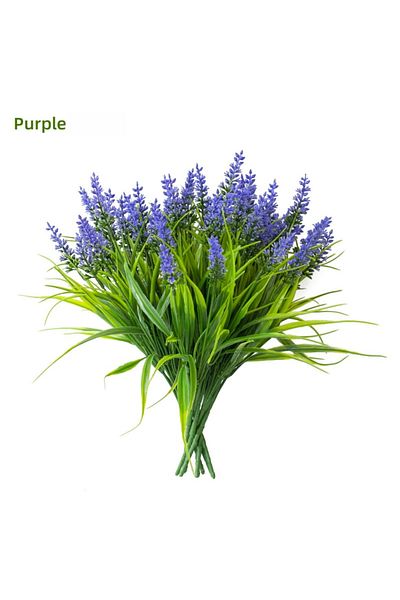 Choice 12PCS PURPLE 5/8/12pcsArtificial Plants-UV-Resistant Faux Monkey Grass Plastic Flower Shrubs - Home