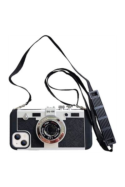 Choice Case & Strap For iPhone 16 Pro Max black Emily in Paris Vintage Camera Design Case for IPhone 14 11