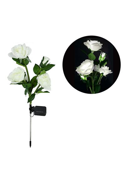 Choice White 5 Heads Solar Lights Outdoor Decorative Solar Garden Lights Rose Flower Lawn Lamp for Yard Pat