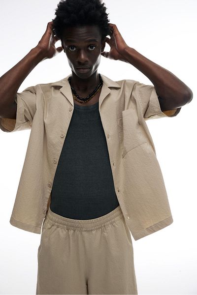 Pull & Bear Short sleeve seersucker shirt