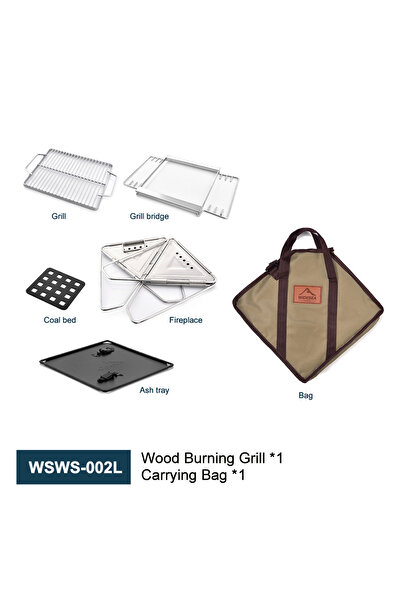 Widesea WSWS-002L موقد حطب للتخييم، شبكة شواء صغيرة الحجم مقاومة للرياح، للاس...