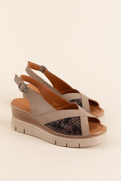 Gondol Genuine Leather Colorful Combination Wedge Heeled Sandals Mlk.5807