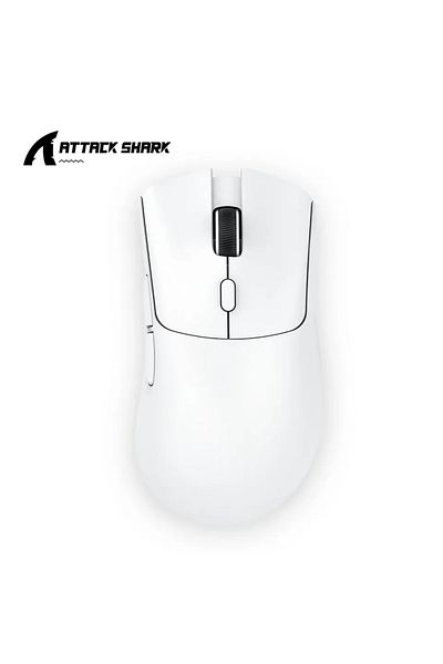 Choice ماوس لاسلكي White Attack Shark R1، ماوس ألعاب خفيف الوزن، PAW3311 بدقة 18000 نقطة في البوصة وتردد 1 كيلوهرتز، ماوس رياضي إلكتروني، m