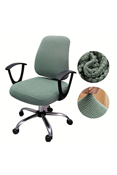 Choice Light green 2PCS/set Office Chair Cover Solid Color Stretch Jacquard E...