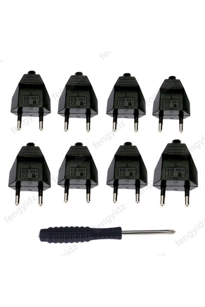 Choice black 8pcs EU Plug Adapter with Screwdriver 220 V 2.5 A European Plug Socket Replacement Rewireable