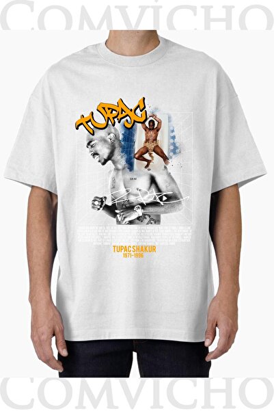 COMVİCHO تي شيرت مطبوع بتصميم توباك v32 للجنسين