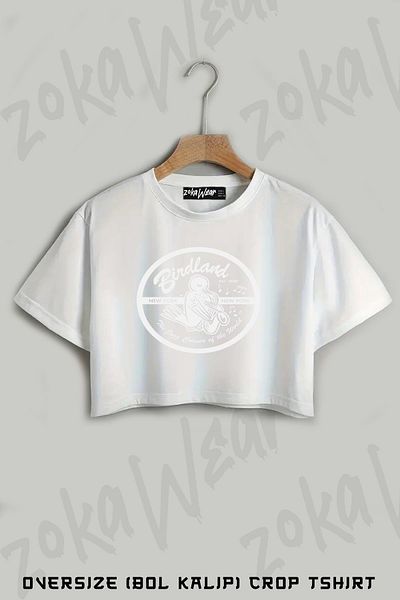 ZOKAWEAR Vintage Venue Birdland Jazz Club Printed Oversize Crop T-Shirt